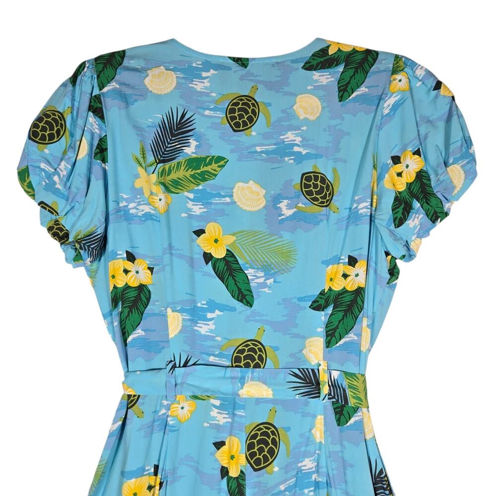 ModCloth Collectif Mimma Romper 10 NEW Tropical Turtles Blue Hawaiian Playsuit - Picture 9 of 11